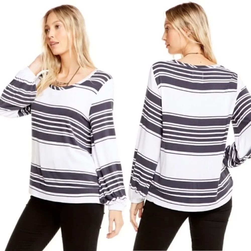 Chaser Evereve Stripe Bishop Pullover